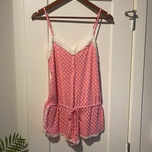 Victoria’s Secret Pink Dot Romper with Lace Detail